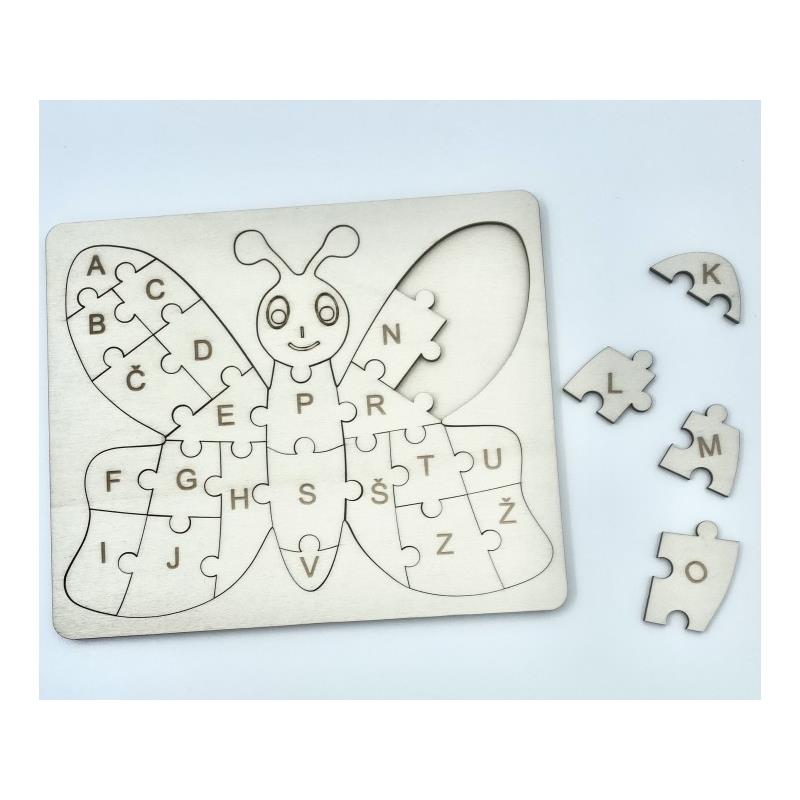 lesena sestavljanka abeceda metulj - didaktična igrača