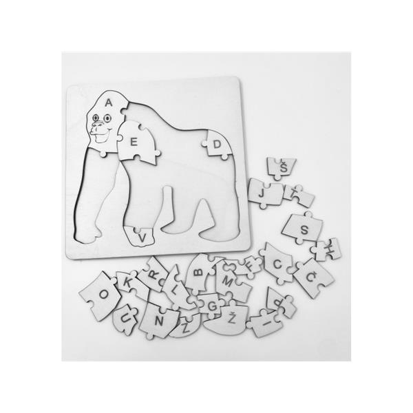 didaktična igrača - lesena sestavljanka z abecedo - opica