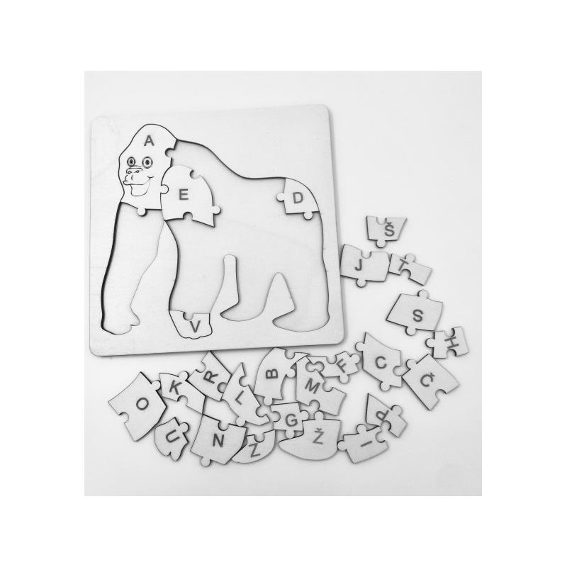 didaktična igrača - lesena sestavljanka z abecedo - opica